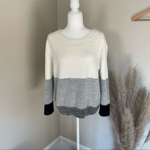 FATE | NWT | Cozy Neutral Striped Soft Crewneck Sweater